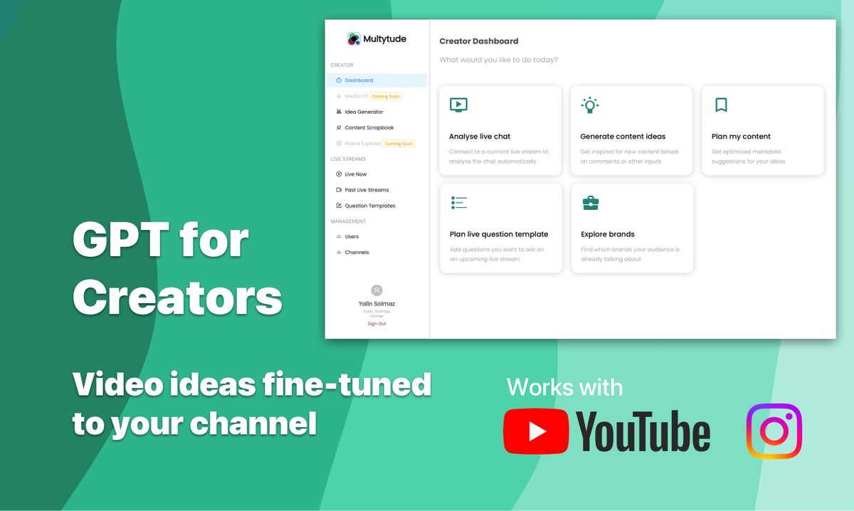 multytude's tweet photo. So what does our new Creator Dashboard do for you with the power of GPT? 

Glad you asked. https://t.co/6ZBILchCZF