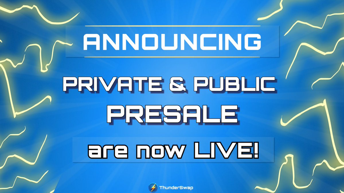 ⚡️PRIVATE &amp; PUBLIC PRESALE are now LIVE!⚡️

🔗 Official Public Presale : public.presale.thunderswap.app

🔗 Official Private Presale: private.presale.thunderswap.app

🚨500$ GIVEAWAY🚨
👉Like, RT, follow and tag 3 arbifrens