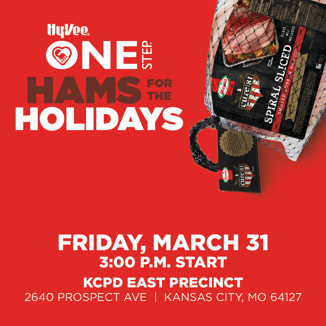 HyVeeKCMetro's tweet photo. Hy-Vee is partnering with @HarvestersORG and local first responders to provide 400 FREE Hormel Cure 81® hams at the KCPD East Precinct on Friday, March 31 to people in need. Drive-thru event starts at 3pm and continues for 3 hours or while supplies last. #HyVeeHams #HyVeeOneStep https://t.co/t86WLz7BzH