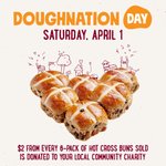Join us for our 3rd annual Doughnation Day on April 1st and support over 100 local charities across the nation by enjoying some fresh-baked hot cross buns. Learn more by clicking the link below! 
https://t.co/sFyDkmOd9m 