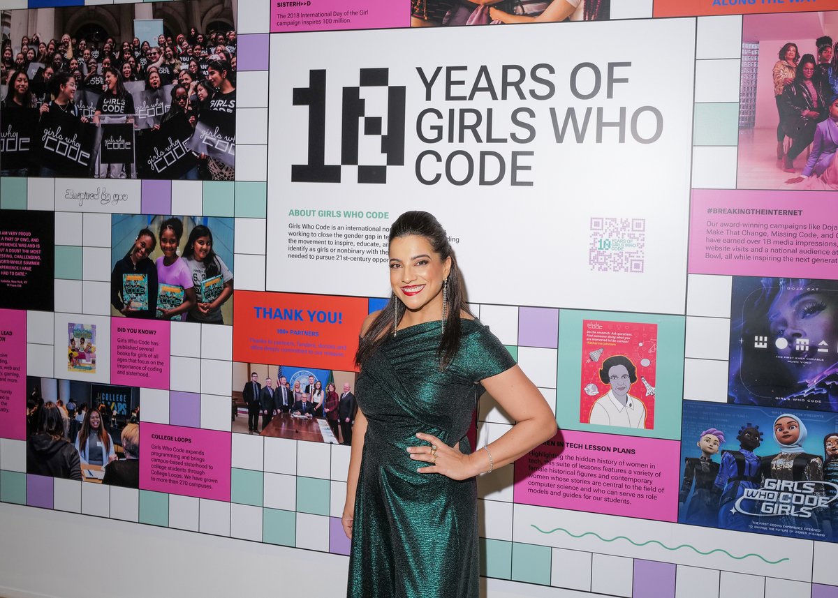 reshmasaujani's tweet photo. Last night, we got to celebrate 10 years of @GirlsWhoCode and kick off our first-ever #CodeFair, something NYC has never seen before. It meant the world to me. https://t.co/Hv1f6HBAgv