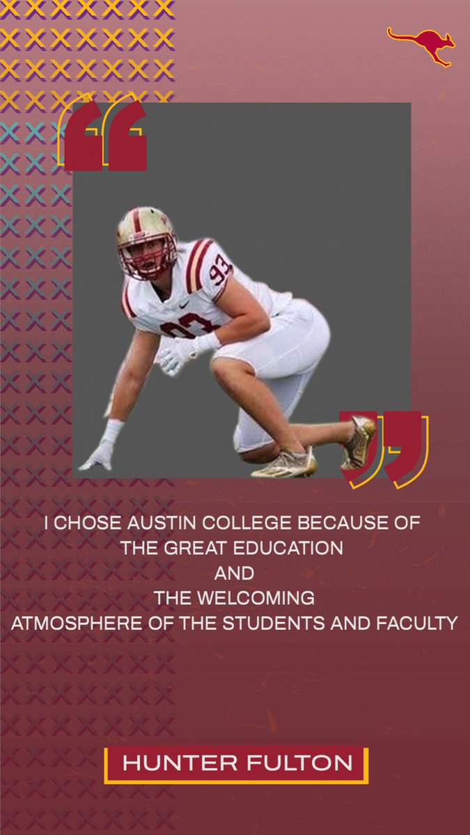 RoosFootball's tweet photo. When asked "What helped you choose Austin College and why did you decide on Austin College?", rising senior defensive lineman Hunter Fulton (Pottsboro, Texas) replied with the following... 

#RSP #FPE https://t.co/UYjEKuQgfe