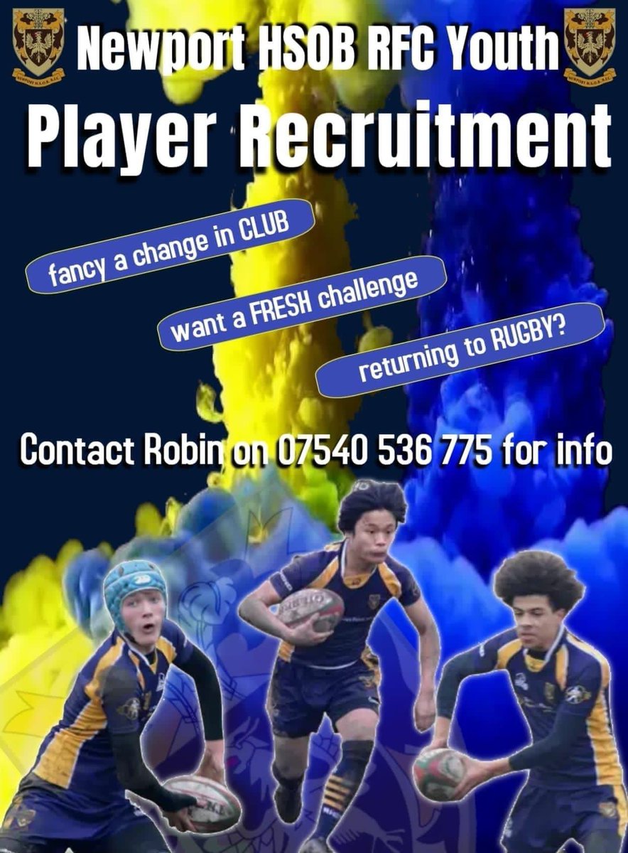 nlsportsdev's tweet photo. Newport HSOB Mini, Junior &amp; Youth RFC are now recruiting players! 💙🏉💛
If you’re interested in being part of a great rugby family for life and want to be part of a successful team and club please get in touch with @NHSOB_RFC_MandJ. All coaches are DBS checked and WRU qualified. https://t.co/OkoIkYUcew