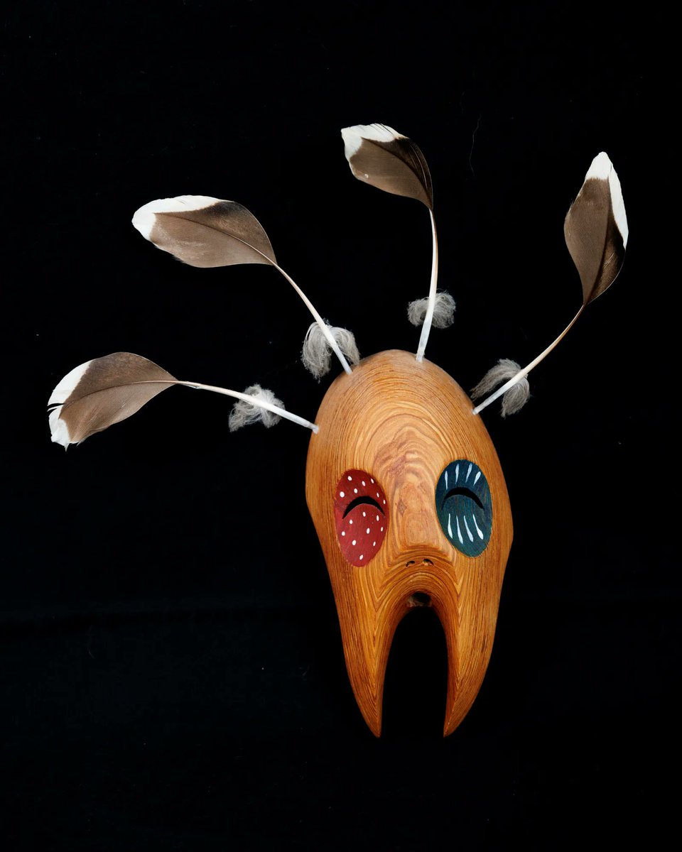 the_rivr's tweet photo. Tomorrow is the 2023 Alaska Native Art Auction Gala, but you can bid on specialty pieces now! This spirit mask made with feathers and cottonwood is one of many breathtaking works of art you don’t want to miss out on. Bid on it here 👉 https://t.co/dmCCxxP9VV https://t.co/N6c6B9tZzE
