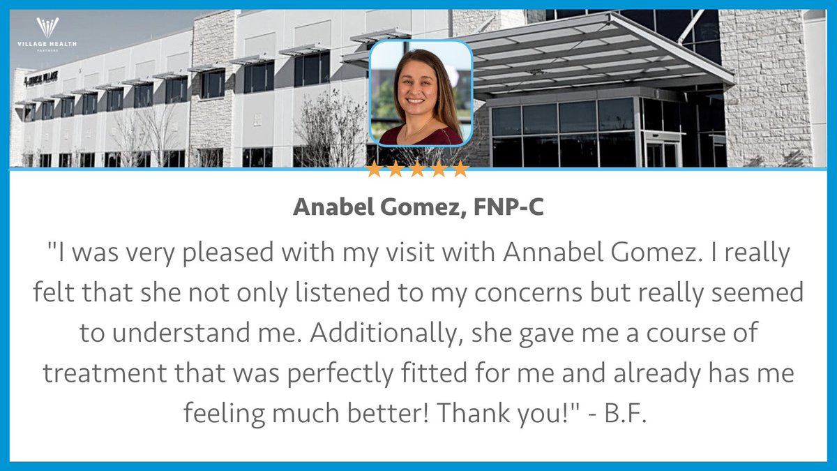 VHPDocs's tweet image. Do you need a compassionate primary care provider who puts your health first? Find out how to gain Anabel as your dedicated health partner and schedule an appointment at villagehealthpartners.com/anabel-gomez. #FiveStarFriday #ThrivingTogether #NorthTexasFamilyMedicine #PrimaryCareProvider