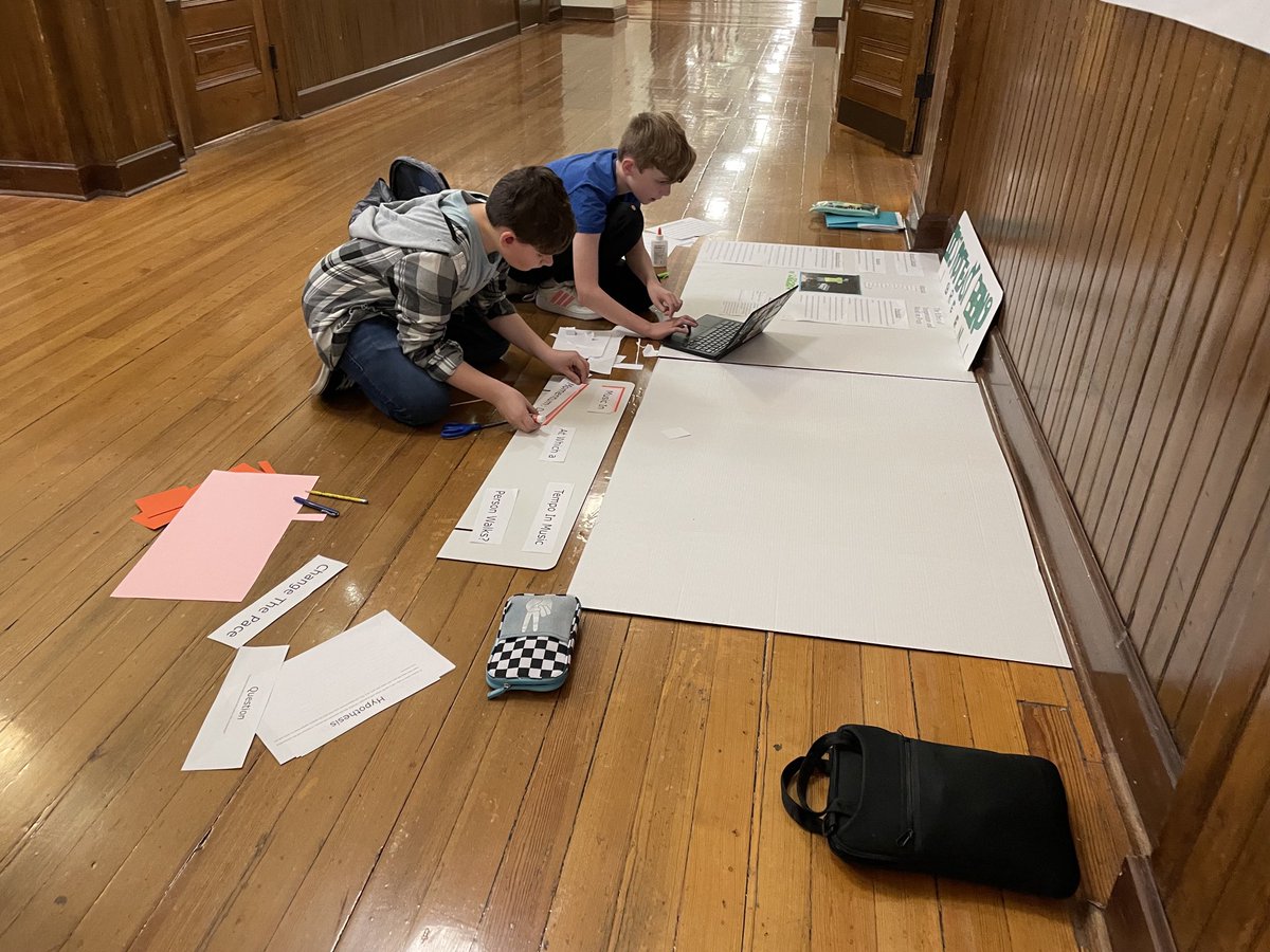 capetrich's tweet photo. Fun to see sixth grade scholars students filling the halls with science fair boards and positive energy on this dreary afternoon.⁦       ⁦@PhelpsCenter⁩ @CentralBulldog⁩ https://t.co/ZU9pC3caNv