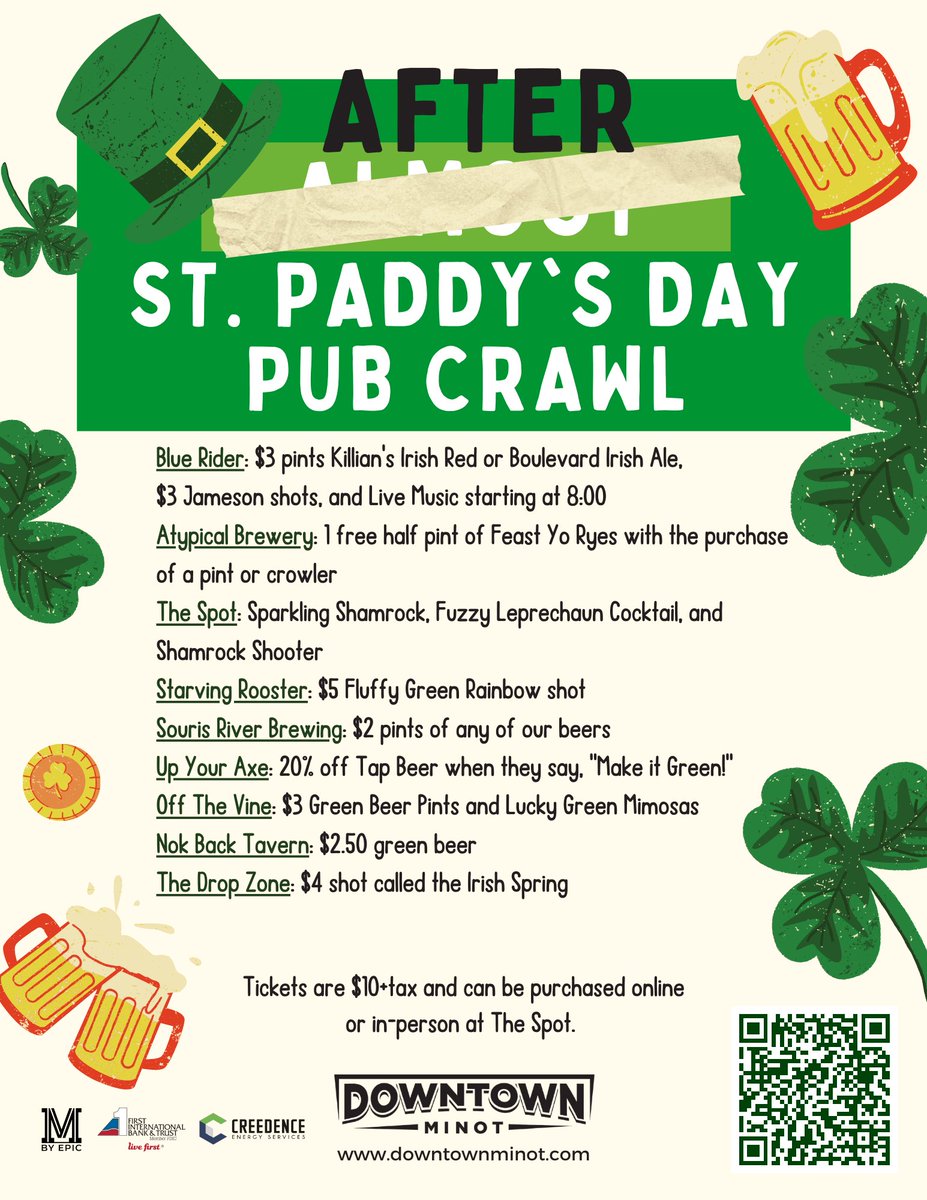 🍀See you downtown tonight!
Tickets are still available!! 
eventbrite.com/e/after-previo…
[Must be age 21 or older]
Please check-in at The Spot (starting at 7pm) to receive your green wristband for the night.