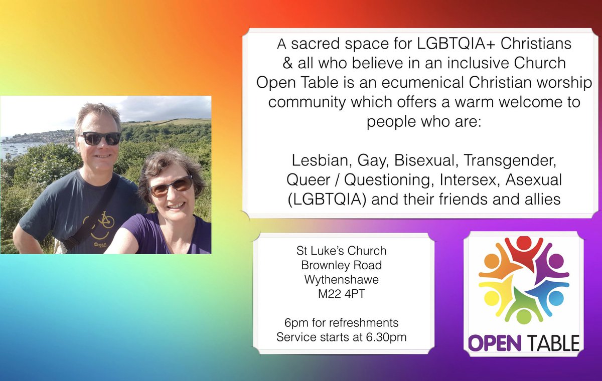 Please don’t forget to join us on Sunday evening. Sunday 26th March at St Luke’s Church in Wythenshawe. We’re looking forward to welcoming Rev’d Dave Warnock, the Methodist Minister for Wythenshawe and Heald Green. 6pm for refreshments followed by our service at 6.30pm 🙏😊🌈