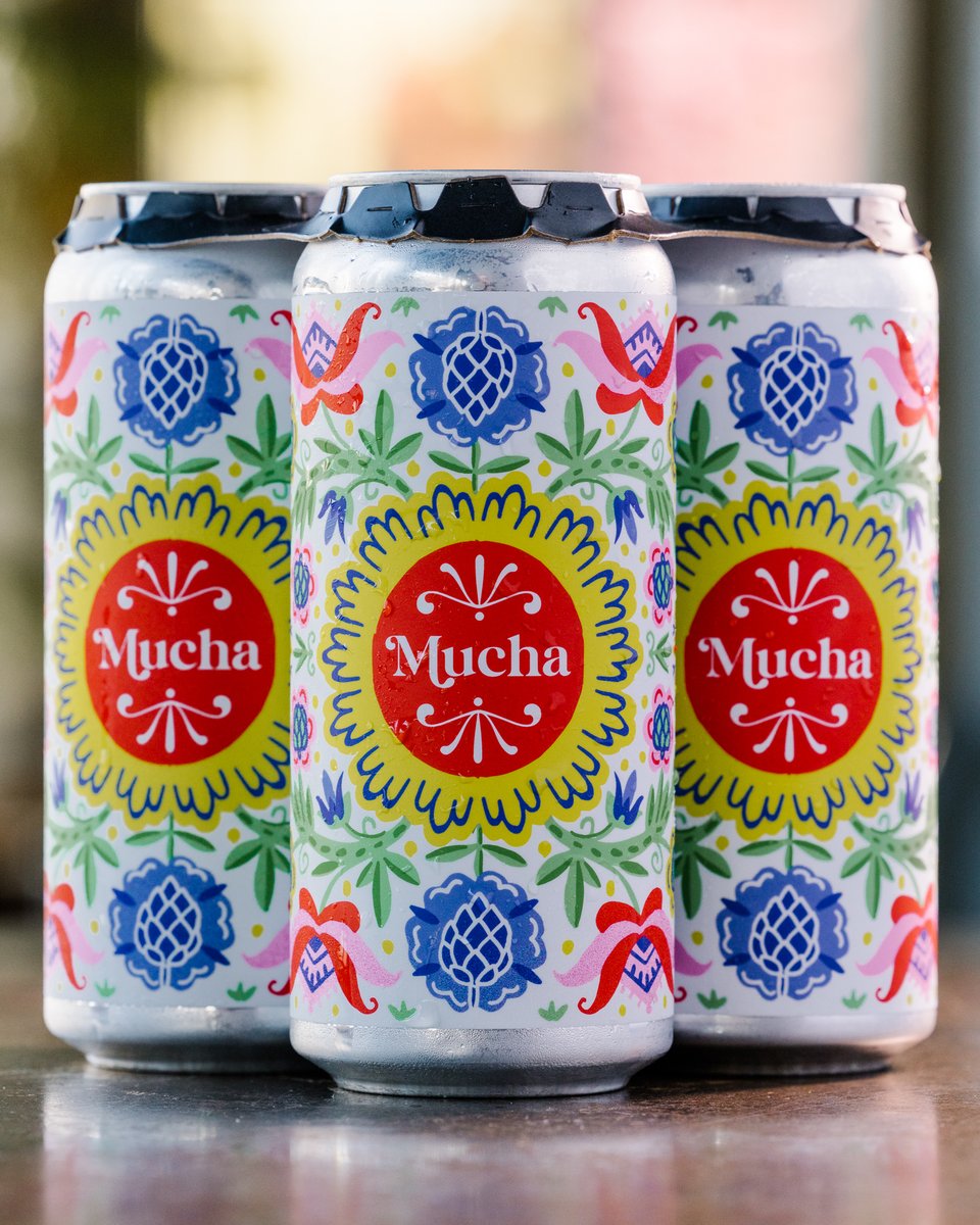 Now available, Mucha 🍺 Mucha is a Czech-style Pale Lager (5.0%) that exclusively features Saaz hops. The barley was malted in the Czech Republic, and we used a traditional brewing approach with a decoction mash to ensure a classic taste that also provides a bit of complexity.