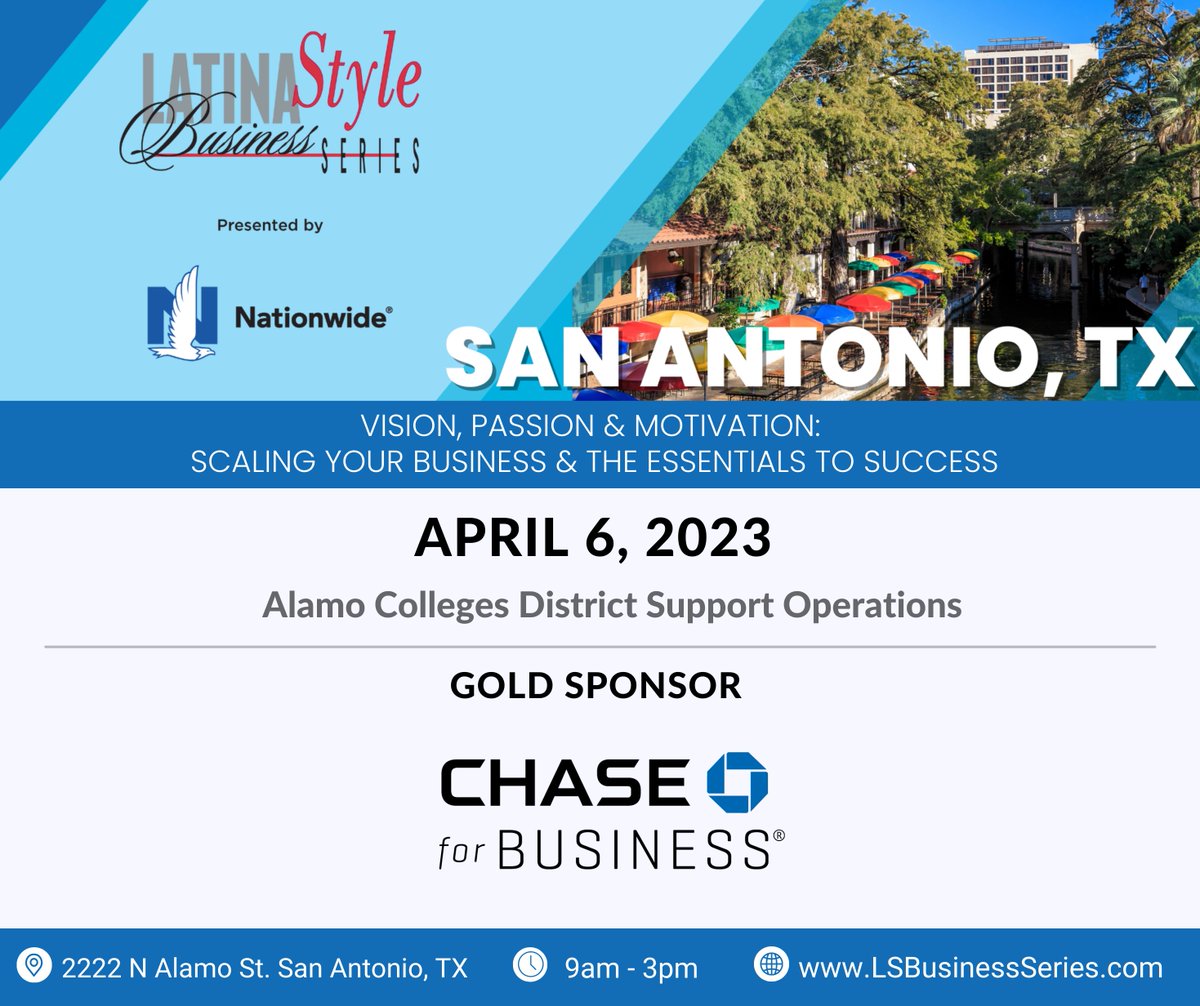 LATINAStyleMag's tweet photo. The LATINA Style Business Series is quickly approaching and is ready to bring together all San Antonio entrepreneurs and aspiring business owners! โจ
Thank you to Chase for Business for being our Gold Sponsor!
Register now: https://t.co/zdTWH7QzMz
#LSBS25 #sanantonio https://t.co/oH8NDThjYt