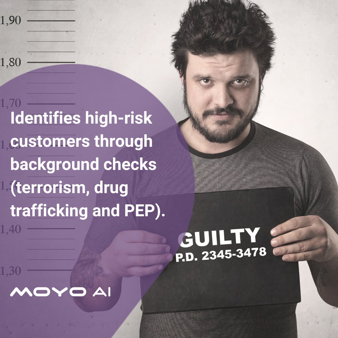 moyoAI's tweet photo. Reduce the probability of having high-risk customers and comply with the official regulation. We can assist you in this process through review of background checks and watch lists. https://t.co/ipSwVg9zCz ← contact us to learn more. https://t.co/4XBvgsQPFG
