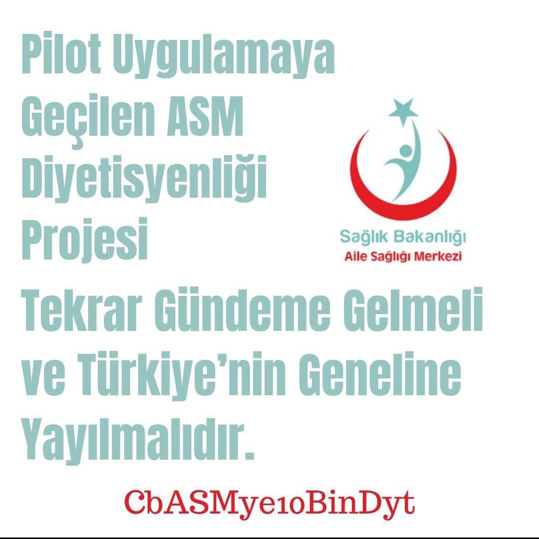 Toplumumuzda obezite oranının azalması ve kronik hastalığı olan bireylerin beslenme tedavisine ulaşımının kolaylaşması için her  Aile Sağlığı Merkezine Diyetisyen ataması yapılmalı ve halk sağlığının korunması sağlanmalıdır.
 
CbASMye10BinDyt 

<a href="/RTErdogan/">Recep Tayyip Erdoğan</a> 
<a href="/drfahrettinkoca/">Dr. Fahrettin Koca</a>