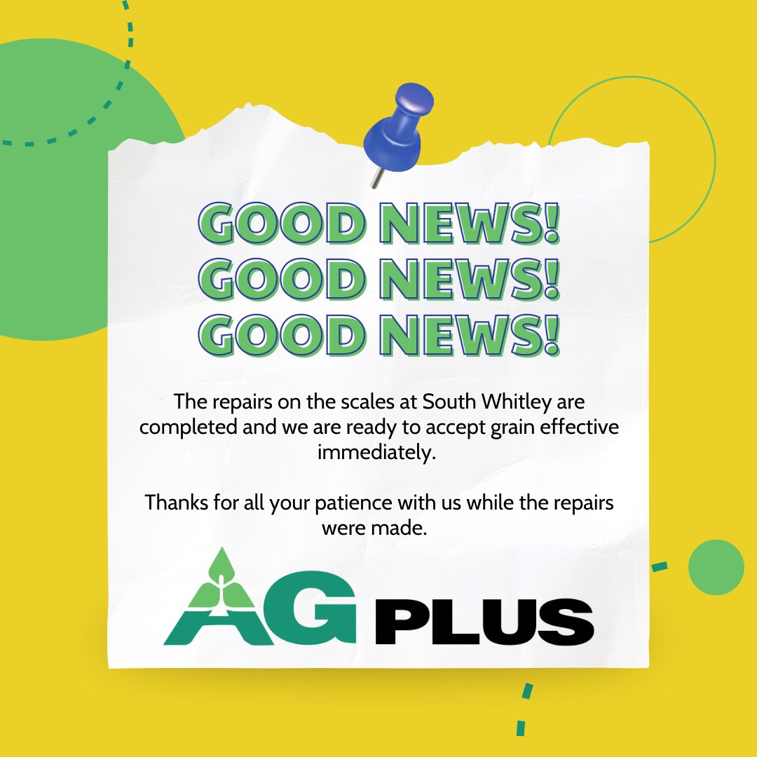 agplusinc's tweet photo. We're excited to be back up running at South Whitley again.  Thank you so much for your understanding through all of this! https://t.co/GfYIQ885sd