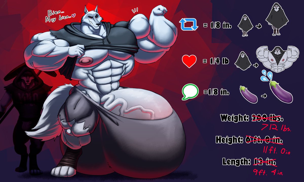 ☠️🐺Big Bad Wolf Growth Drive: Pt. 2🐺☠️

Can we get some wolf whistles in the comments? Thanks to you guys Death's gotten quite the upgrade, but he's nowhere close to done yet! If you want to pick 'where' he gets bigger in part 3, check the form below!
