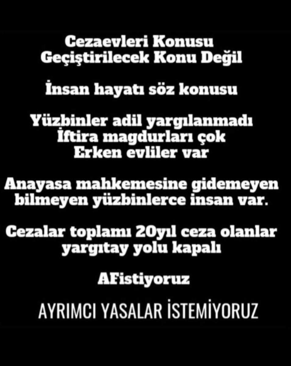 <a href="/TuncOzgurel/">Fehmi Tunç ÖZGÜREL</a> Türk Ceza Kanununun Her Maddesinde 
📌 Mağdur 
📌 Pişman 
📌 Suçsuz 
📌Adil yargılanmamış
📌 İftiraya uğramış 
✍️ Kader Mahkumları var. ✍️

Adli mahkuma Ayrımsız AF Elzemdir.
Adil yargilanma hak ihlali %77 ‼️

MilyonlarcaOy GenelAffa 

AfYoksa BizdeYokuz