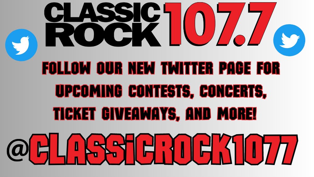 Hey Rockers! 🤘

Follow our brand-new page <a href="/ClassicRock1077/">Classic Rock 107.7</a> to stay updated on upcoming concerts, ticket giveaways, and other contests!! 

Thank you for Rocking with us! We appreciate our listeners! 🤘