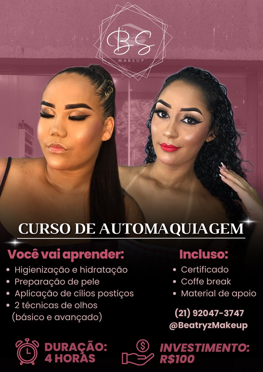 BeatryzMakeup's tweet photo. olha essa promoção de curso que eu preparei pra vocês, esqueceee!!! 🔥
imperdível né?! vem agendar. ✅ https://t.co/T66Jp0ng8c