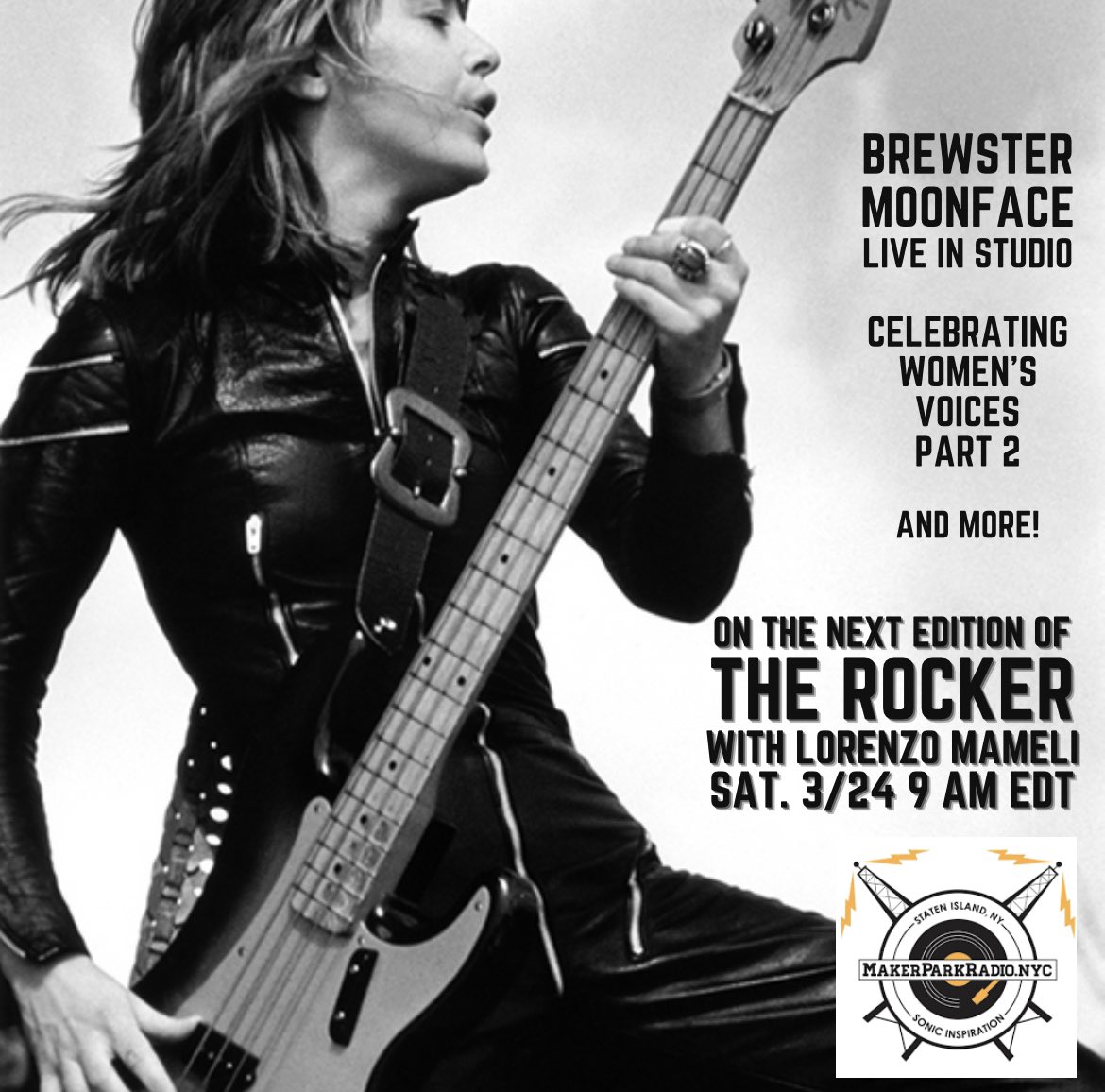 You are cordially invited to rock with us live on the web at MakerPark Radio - makerparkradio.nyc, our free app and on your smart speaker. #makerparkradio #brewstermoonface #therockernyc #streamingradio #bluesmusic #femalefrontedrock