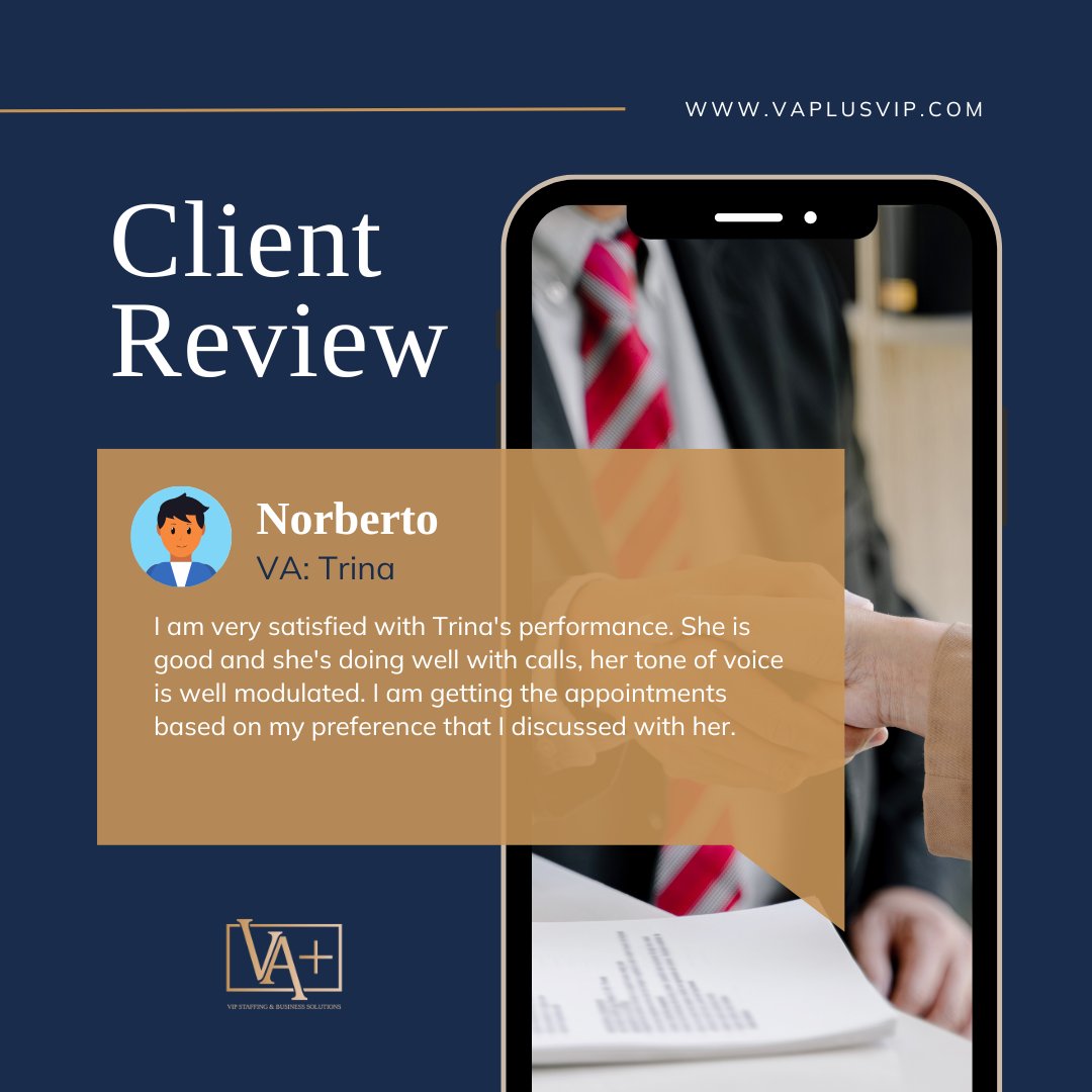 vaplusvip's tweet photo. The positive feedback we've received is greatly appreciated, and we are committed to providing the same level of excellence to every client. For more information on how VA Plus can help you achieve your goals, contact us today! https://t.co/O02zdd4sfP