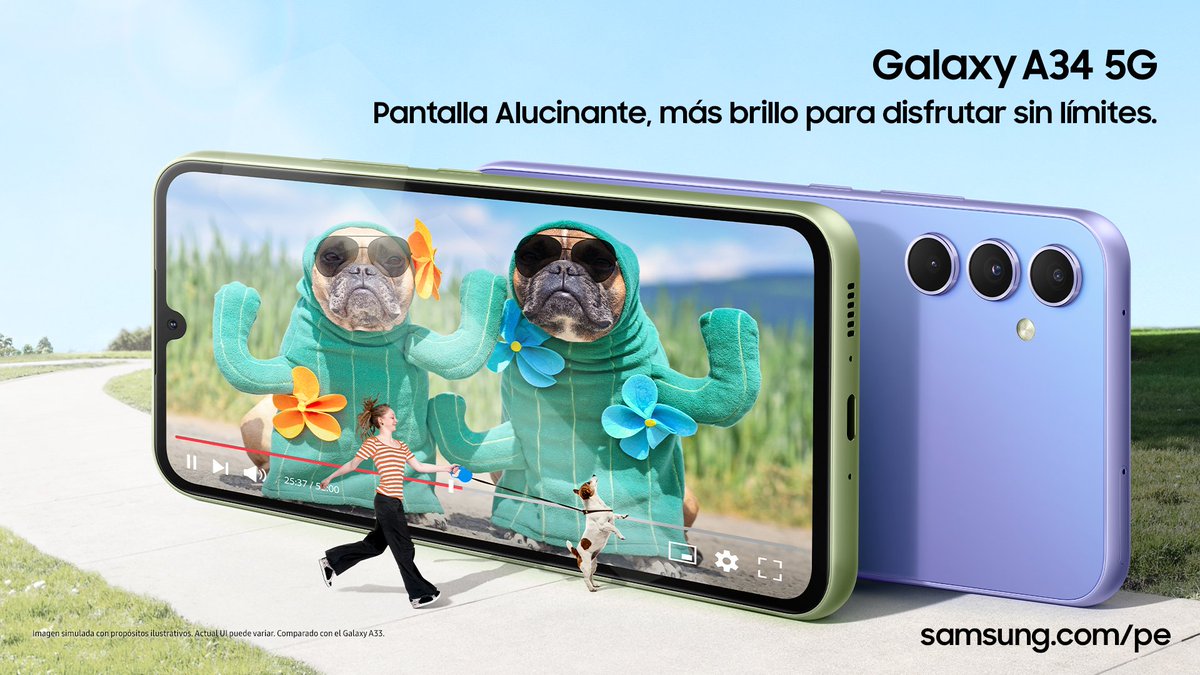 SamsungPeru's tweet photo. Suave y brillante, incluso a la luz del sol, gracias a la actualización del nuevo #GalaxyA34 5G con su pantalla #SuperAMOLED garantiza una visualización clara y en 6.6 pulgadas. 💜
Alucínalo aquí ➡ https://t.co/xKnaFv3sSl https://t.co/rc8VgO2wqX