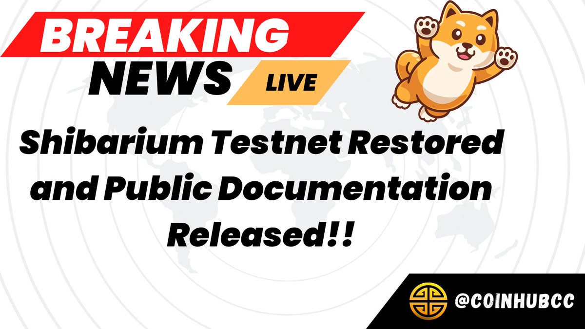 CoinHubCC's tweet photo. BREAKING:

#Shibarium Testnet Restored and Public Documentation Released!! https://t.co/ckoqzxlgTS