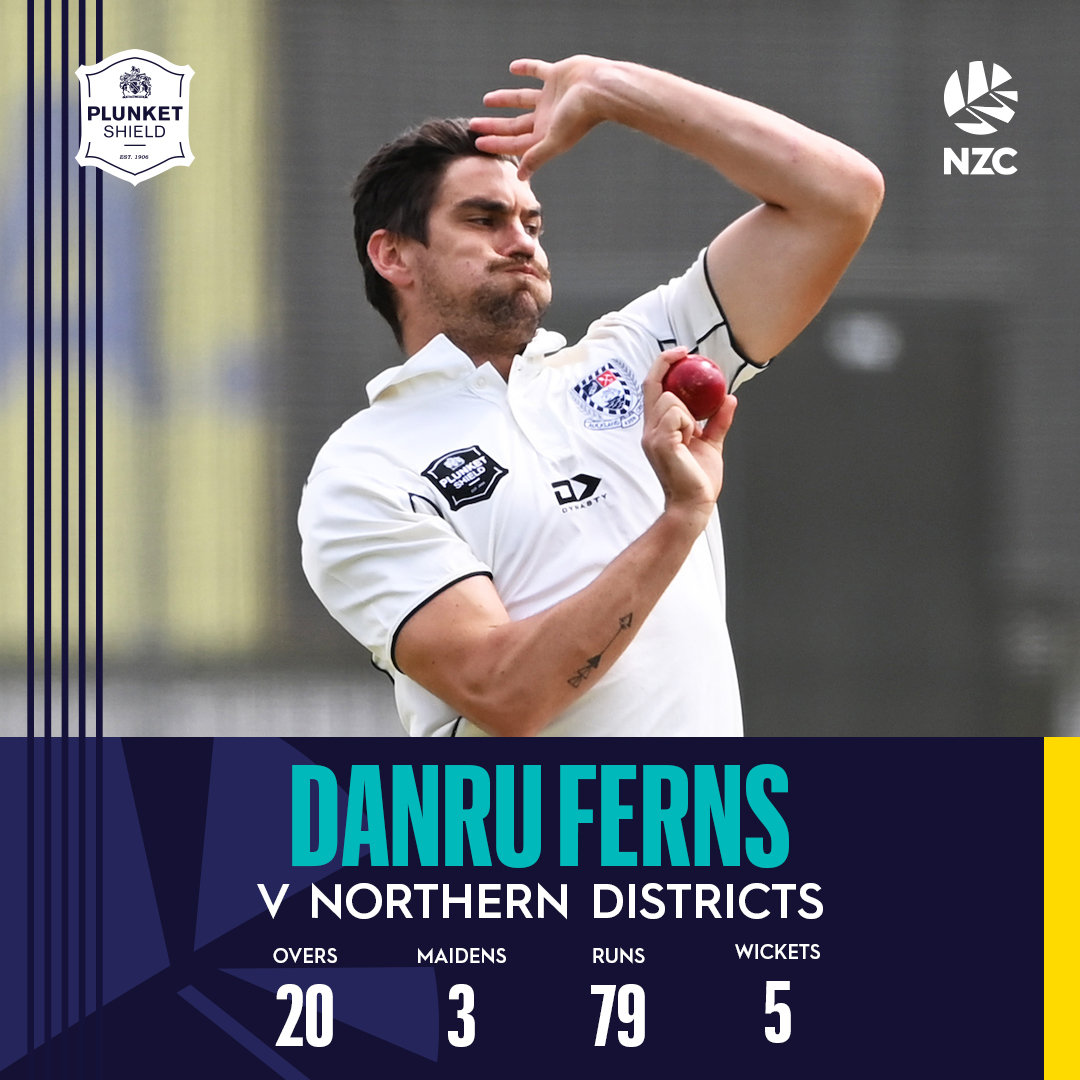 BLACKCAPS's tweet photo. Best bowling! @aucklandcricket Aces' Danru Ferns snatched up his maiden first-class 5-wicket bag playing a vital role in the Aces win over @ndcricket 🏏  Catch up on round 8 results and highlights | https://t.co/5QFORJRcYe 📷 = @PhotosportNZ https://t.co/S17F4i3d4C