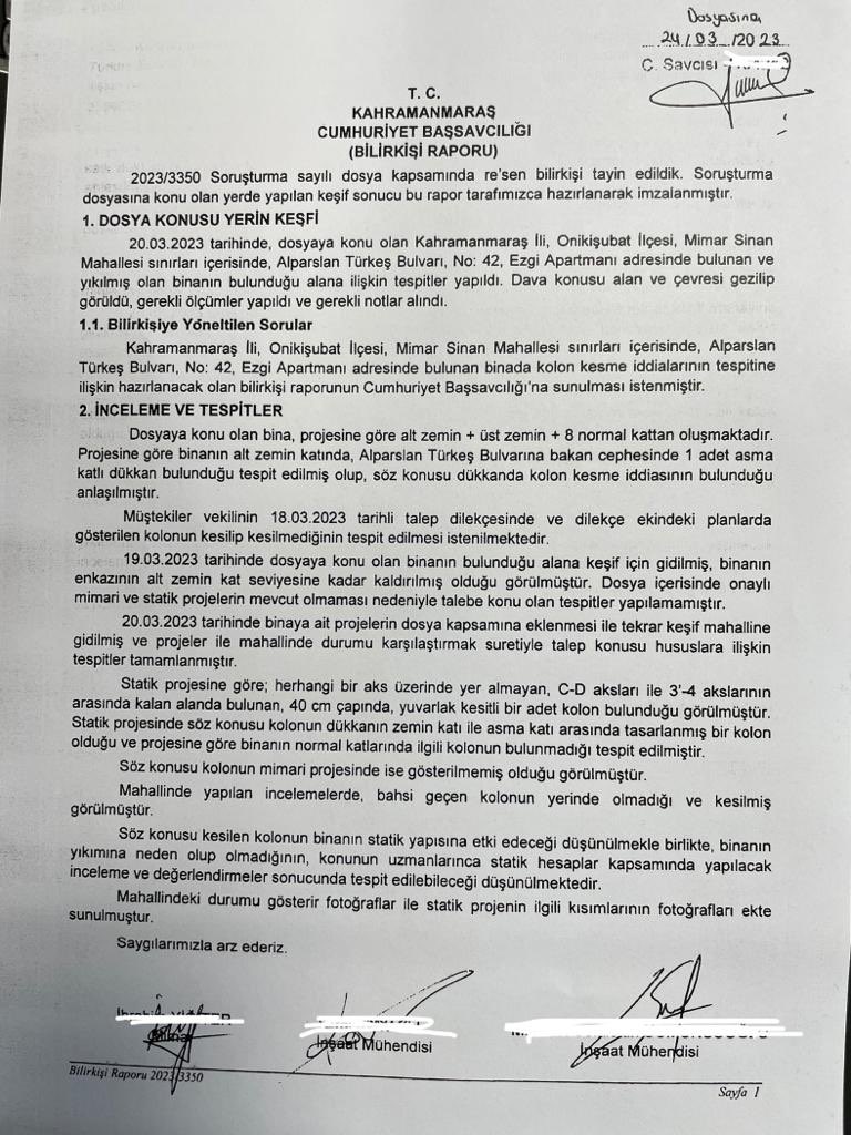 NEDEN???? 

Kolon kesildiği resmi olarak da belgelenmesine rağmen
NEDEN TEK BİR GÖZALTI DAHİ GELMEDİ? Neden Kervan Pastanesi sahipleri ifade dahi vermedi? Dijitalleri alınmış, nerede çekildiği belirlenmiş tahribatın fotoğrafları neden dosyaya girmedi? ++
#ezgiapartmanı