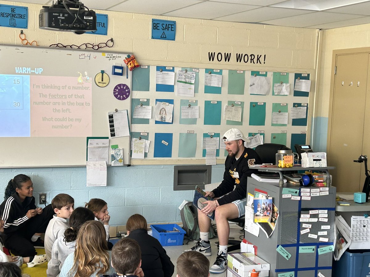 🐏 🏈 📖 Great job by our players this week reading to King Elementary students in Framingham! #Framingham #ALLin #BuiltRamTough #community