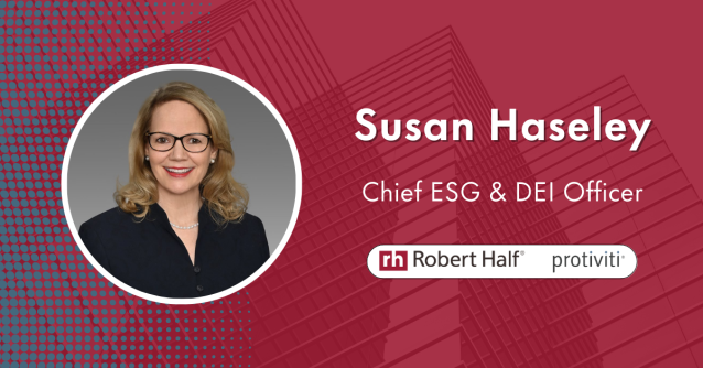 Mullane4Tim's tweet photo. Congratulations to Susan Haseley, now leading our enterprise ESG and DEI strategy at Robert Half and Protiviti! https://t.co/HIspFECbhz https://t.co/3AESrRntXg
