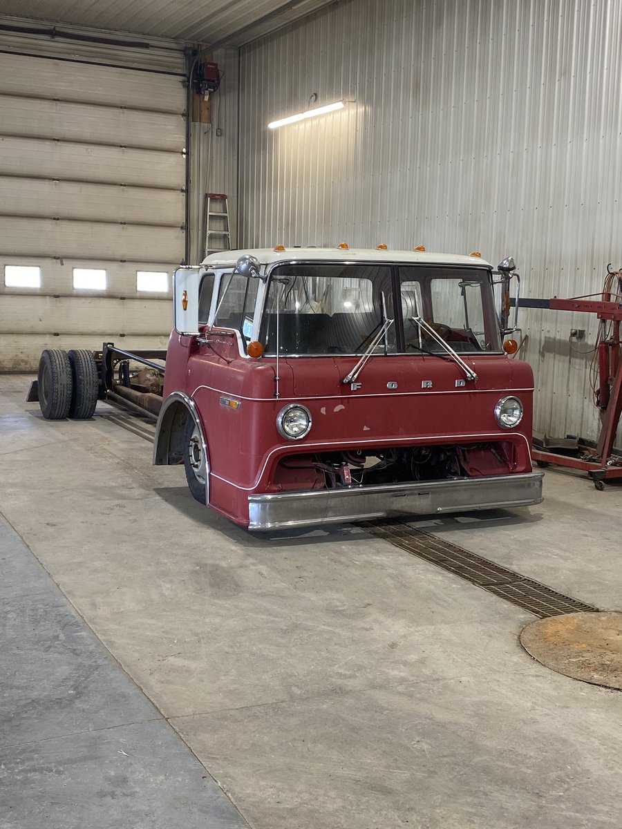 garittm's tweet photo. The Cab is back on!!! 1975 Ford 900 ex firetruck getting a second life!! https://t.co/f3HGAgkuSi