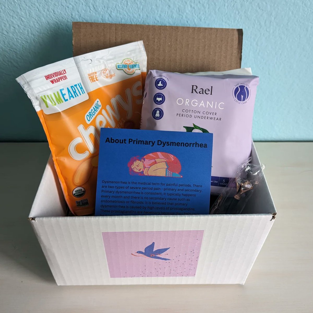 AmbersCare_'s tweet photo. Happy Friday! Treat yourself to our #periodcarebox 🎁 Use our box to learn more about your menstrual cycle, as a pick-me up when you're struggling with period pain &amp; for self-care. You can also try our sample box. Link in bio! #periodcarepackage #giftsforher #selfcare #pms #pmdd https://t.co/SJBz3I4q2T