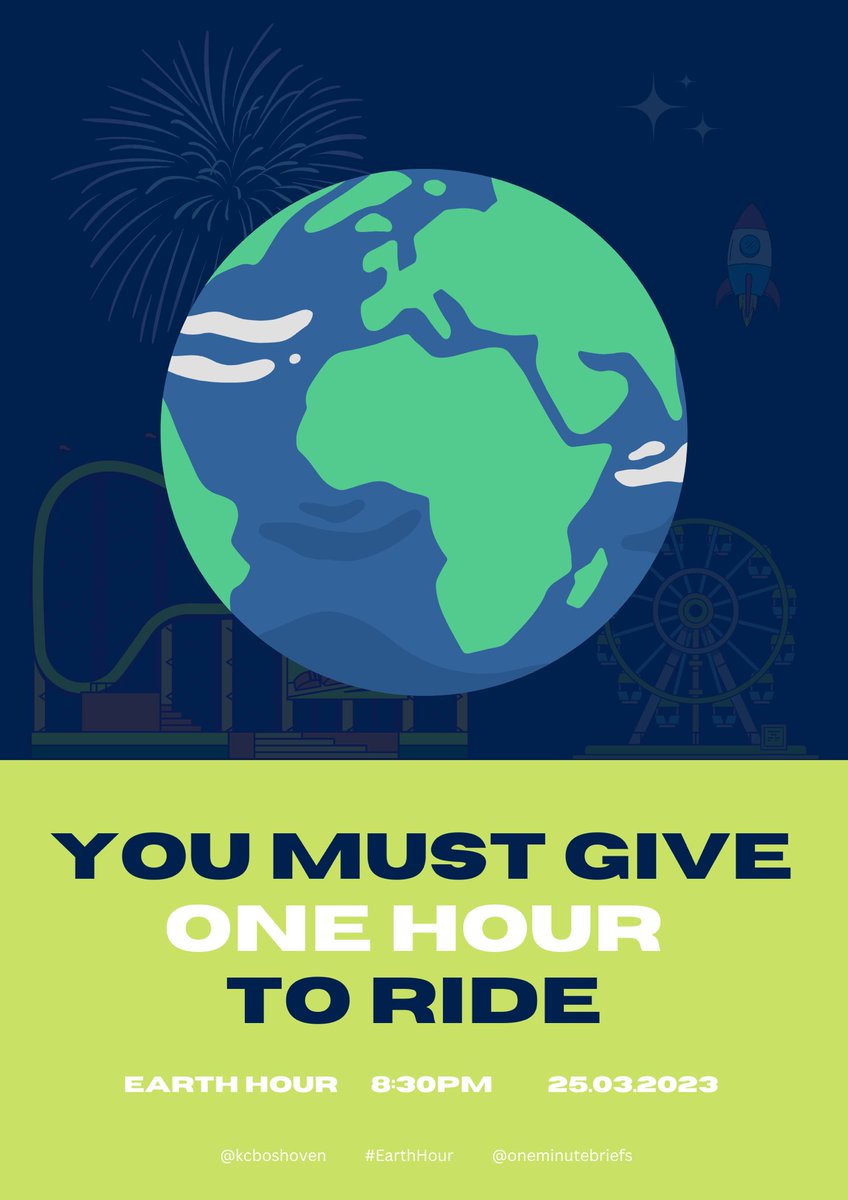 kcboshoven's tweet photo. (Reupload) Today’s @OneMinuteBriefs: Create posters encouraging people to "Give an Hour for Earth" &amp; deliver the Biggest Hour for Earth yet on 25th March at 8:30pm with @EarthHour #EarthHour https://t.co/rIJwgIwBcK