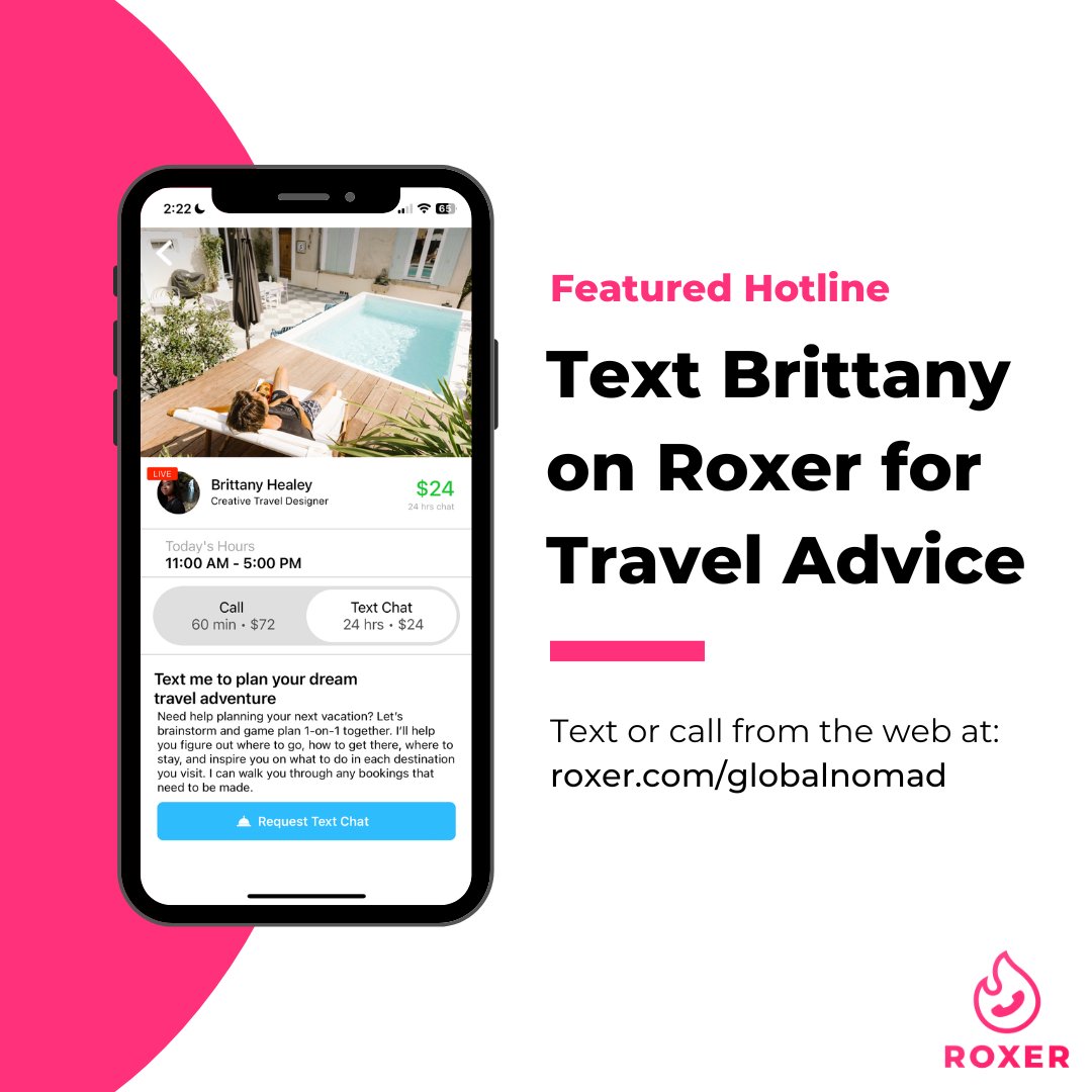 roxer's tweet photo. Need help planning your next vacation? 🏝️ Text Brittany on Roxer! 

Brittany is an experienced travel guide, and can help you figure out where to go, how to get there, where to stay, and inspire you on what to do in each destination.

Text Brittany: https://t.co/RiVvQM3Doy https://t.co/JlCoit3okn