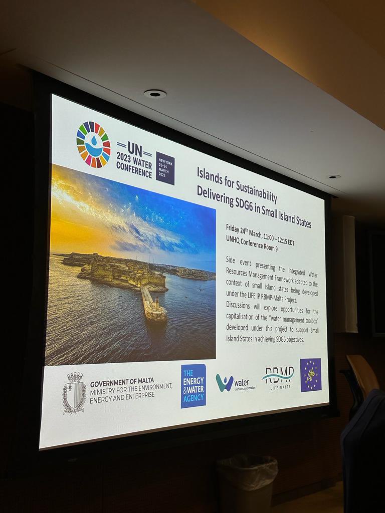 MoEnvmv's tweet photo. The Minister of State for @MoEnvmv Dr. Naseer joined a side event at #UN2023WaterConference on "Delivering SDG6 in SIDS" where he shared the technological developments & capacity building & the role of investments in the success of desalination systems in the Maldives #MWSC https://t.co/5T5j3NqhY2