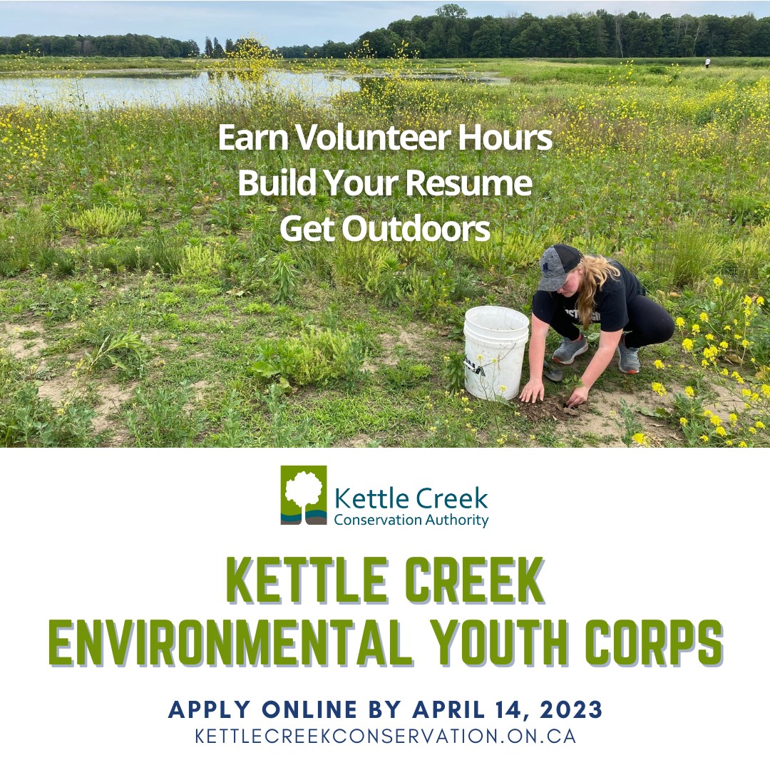 Attention high school students! Are you interested in working outdoors to earn volunteer hours? Apply today for the 2023 Kettle Creek Environmental Youth Corps at kettlecreekconservation.on.ca/environmental-…

<a href="/TVDSB/">Thames Valley DSB</a> <a href="/LDCSB/">London District Catholic School Board</a> <a href="/CECITitans/">CECI</a> <a href="/ParksideCI/">Parkside CI</a> <a href="/ArthurVoaden/">Arthur Voaden</a> <a href="/SJHS_RAMS/">St. Joseph's H. S.</a>