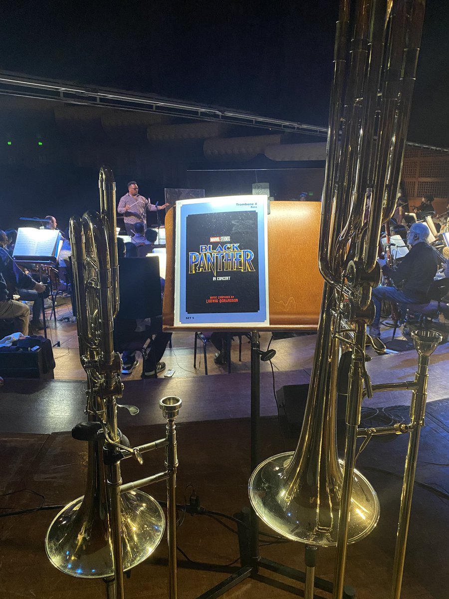 willbakermusic's tweet photo. Having fun playing Black Panther this weekend with @SFSymphony
Using contra on a few cues to try to get that movie sound 😈
Been super impressed by Maestro Anthony Parnther! Making our lives easy. https://t.co/u77OQsLaIQ