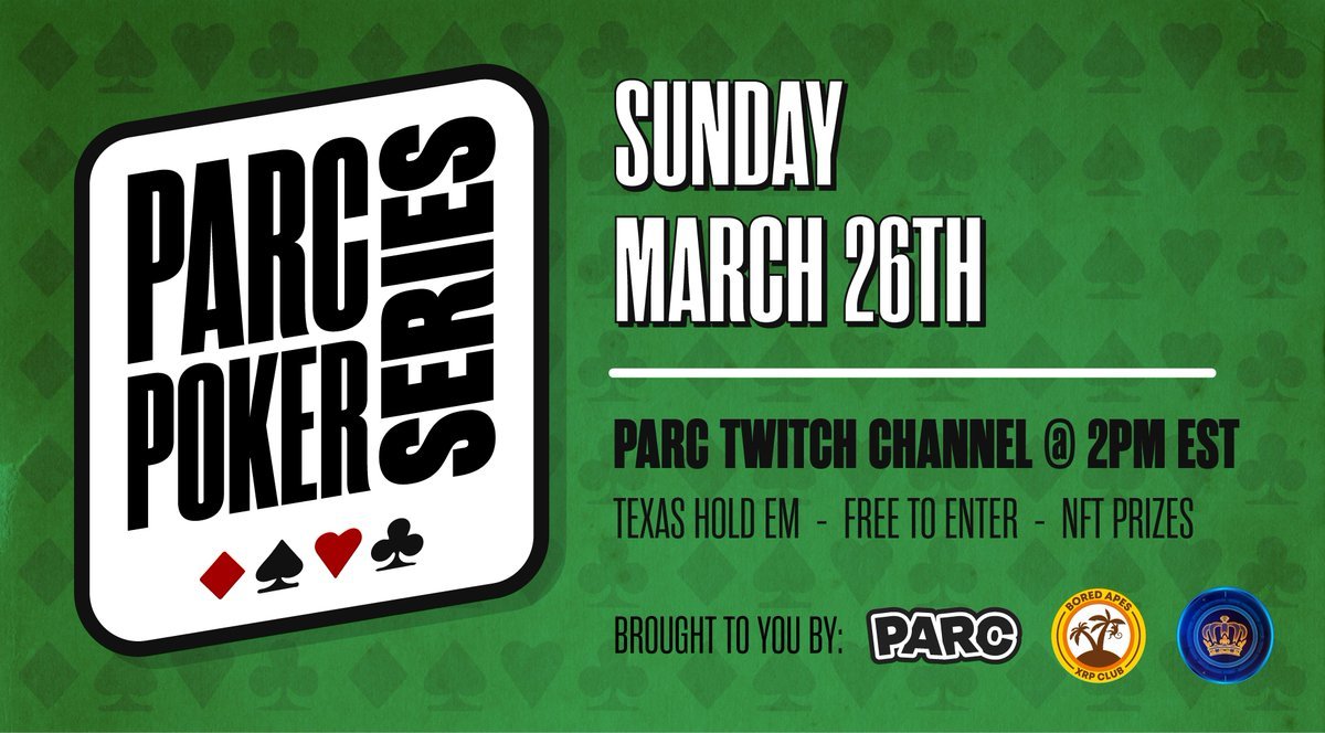 We are joining <a href="/ApeRowboatClub/">Pixel Ape Rowboat Club (PARC)</a> &amp; Friends this Sunday, March 26th @ 2PM EST for more Poker❗️

Free entry + NFT Prizes don't miss it. 

Happy Friday and double your $XRP today at fortunes.app

#XRP #XRPL #XRPLCommunity