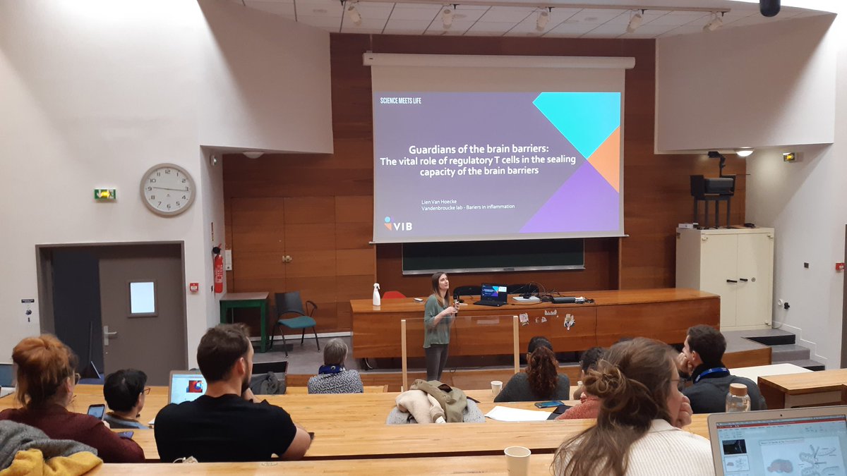 Vdb_lab's tweet photo. Final day of the #SEISC brainbarriers conference with talks from our lab members @VanHoeckeLien and @DaanVerhaege! Also a poster award for @PieterDujardin and best oral prestantation by fellow @BBBelgium_ member Paulien Baeten! Thanks to the organizers for such a fantastic event! https://t.co/9jk3YhzqWZ