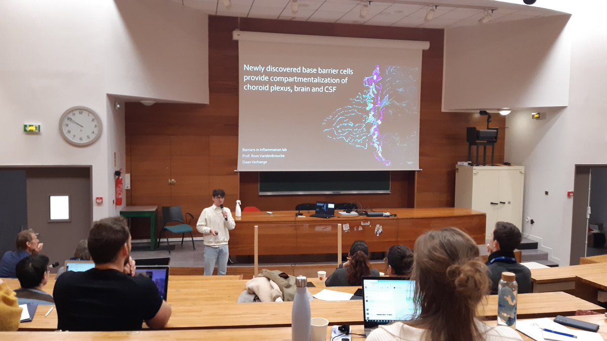 Vdb_lab's tweet photo. Final day of the #SEISC brainbarriers conference with talks from our lab members @VanHoeckeLien and @DaanVerhaege! Also a poster award for @PieterDujardin and best oral prestantation by fellow @BBBelgium_ member Paulien Baeten! Thanks to the organizers for such a fantastic event! https://t.co/9jk3YhzqWZ