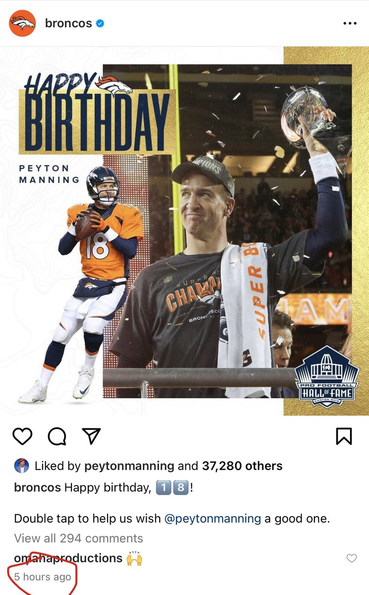 ColtsFanCole's tweet photo. The Colts wished a Happy Birthday to Peyton 2 whole hours before the Broncos did… Just saying in case anyone forgot which organization loves him more. https://t.co/knkJwAFGzl