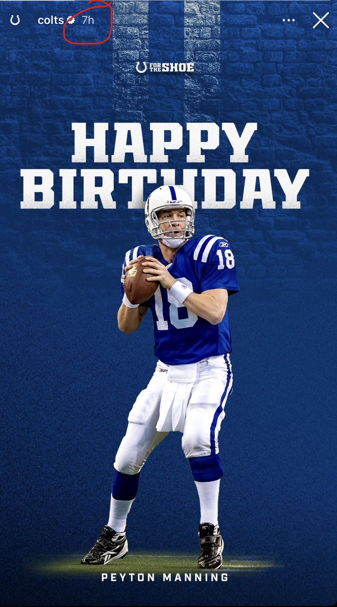 ColtsFanCole's tweet photo. The Colts wished a Happy Birthday to Peyton 2 whole hours before the Broncos did… Just saying in case anyone forgot which organization loves him more. https://t.co/knkJwAFGzl