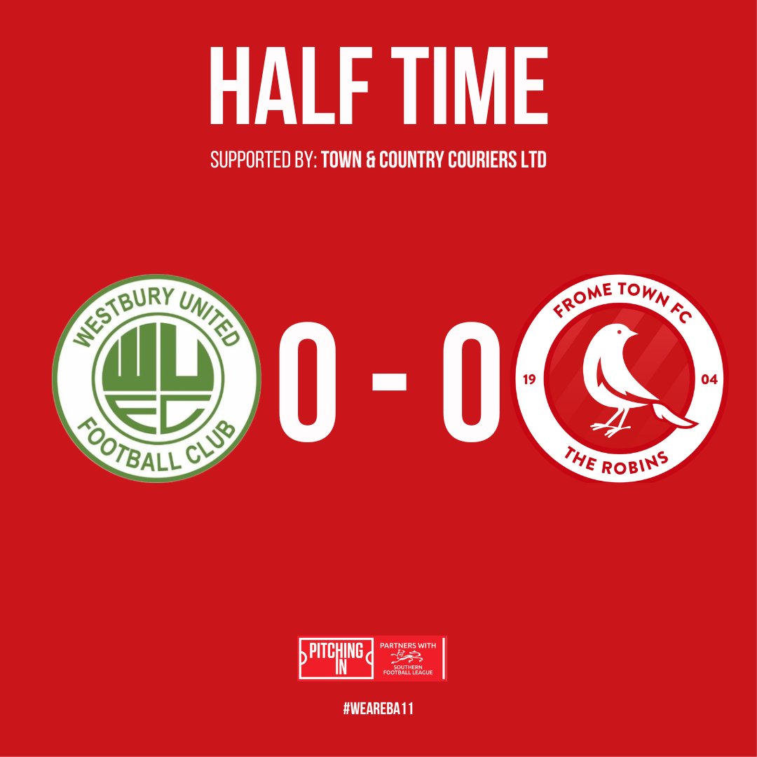 FromeTownFC's tweet photo. HALF TIME: Neither side lighting the world on fire, but Frome with the lion’s share of possession and looking the more likely. Couple of half-chances but none to write home about. Keep it going Robins! #BA11 #FromeTownFC https://t.co/GuQMzOlaIi