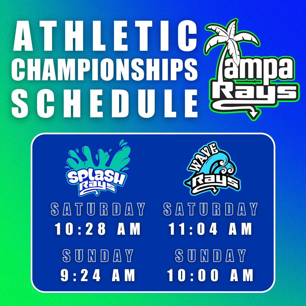 𝘼𝙏𝙃𝙇𝙀𝙏𝙄𝘾 𝘾𝙃𝘼𝙈𝙋𝙎 🤙🏼

We can’t wait to cheer on Splash and Wave this weekend! 💙💚

#TheStingrayAllstars #TampaRays #RAYSthestandard #MOREthanagym #BIGgymbiggerFAMILY #OneOfAKind #TheBESTkind