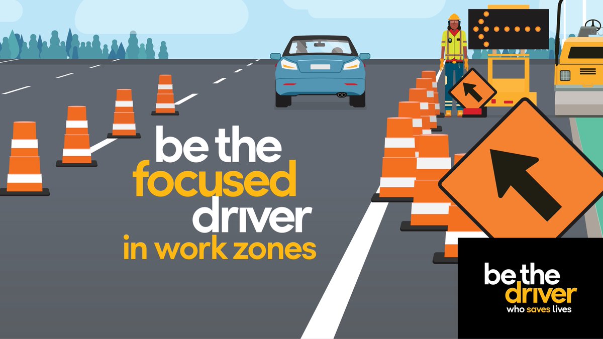 Be the driver who slows down, stays alert and obeys signage in construction areas. Be the driver who saves lives. @ZeroDeathsMD #BeTheDriver