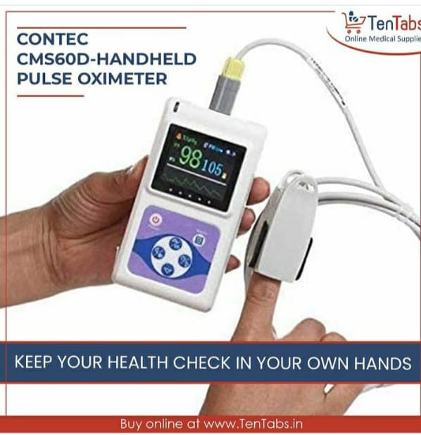 ten_tabs's tweet photo. A handheld pulse oximeter Contec CMS 60-D adopts photoelectric Oxyhemoglohin Inspection Technology in accordance with capacity pulse scanning &amp; recording technology which can be used to measure SPO2 and pulse by finger.
#tentabsstore #tentabsmedical #pulseoximeter https://t.co/FbEUHgEifV