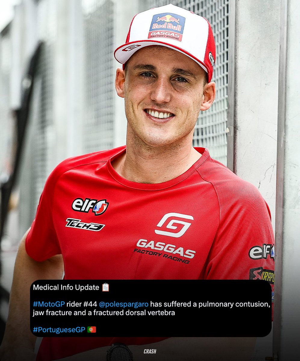 crash_motogp's tweet photo. An update on Pol Espargaro 🙏

Get well soon, Pol 💪

#PortugueseGP 🇵🇹 https://t.co/pFwhSGrgmU
