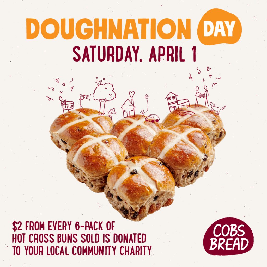 Saturday, April 1/23, for every local 6-pack of hot cross buns purchased, @cobsbread will donate $2 to our organization in support of our programs offered to children and families of the Comox Valley: buff.ly/3GcOMmX 

#supportthecvcda #comoxvalley #doughnationday