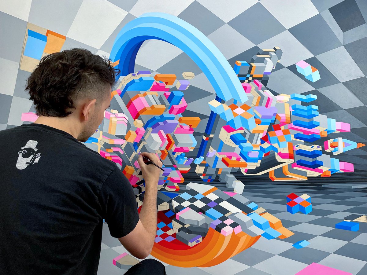 Throwback to work on “Block Party” #art #painting #blockchain #ontheblock #tbt