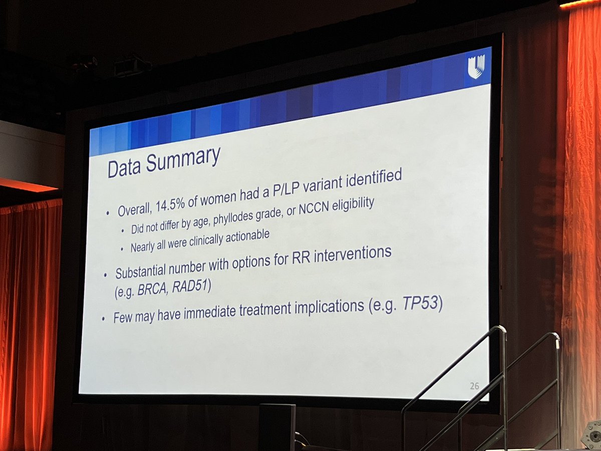Puneet Singh, MD FACS (@puneetsinghmd) on Twitter photo .<a href="/RosenbergerMd/">LauraRosenbergerMD</a> presents prospective multi center study on genetic testing in pts w/ Phyllodes tumors. 14.5% with pathogenic/likely pathogenic variants! And many are actionable variants in pts that are typically young. Germline testing should be offered! <a href="/DukeSurgery/">Duke Surgery</a> #SSO2023 .<a href="/RosenbergerMd/">LauraRosenbergerMD</a> presents prospective multi center study on genetic testing in pts w/ Phyllodes tumors. 14.5% with pathogenic/likely pathogenic variants! And many are actionable variants in pts that are typically young. Germline testing should be offered! <a href="/DukeSurgery/">Duke Surgery</a> #SSO2023