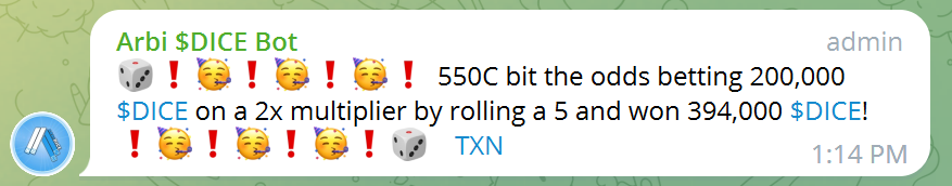 Arbi_Dice's tweet photo. Whale Alert!!!

#ARBIDICE #DICE #ARB #Arbitrum https://t.co/CCUPDRxhmJ
